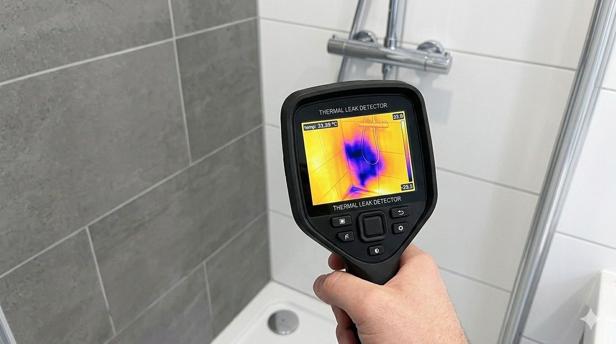 Thermal leak detection in shower